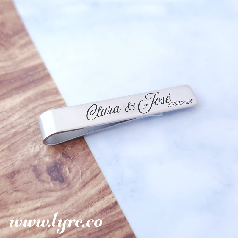 Pisa Corbata Personalizable  Acero Plateado