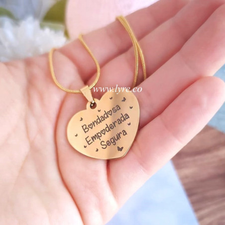 Collar Placa Corazón Personalizable Acero 25mm