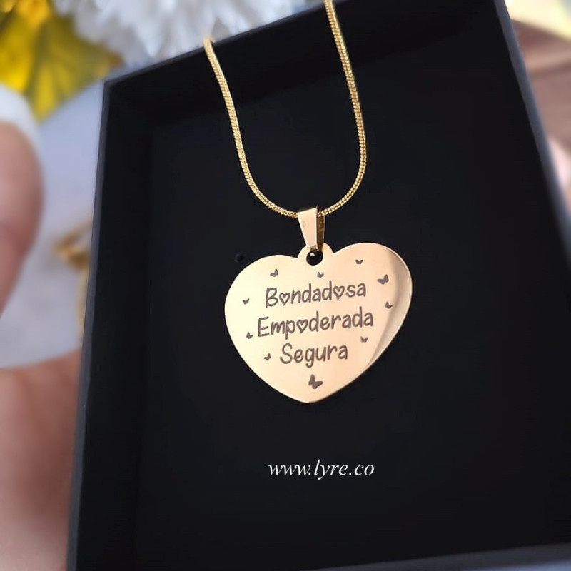 Collar Placa Corazón Personalizable Acero 25mm
