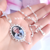 Rosario con dije Foto en Plata ley 925 Personalizable