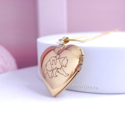 Collar Relicario Corazón Dorado Acero Incluye Fotos y Grabados 2