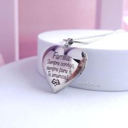 Collar Relicario Corazón Acero Incluye Fotos y Grabado 2
