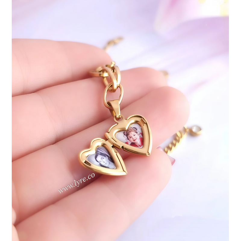 Pulsera Relicario Acero Dorado Incluye Fotos