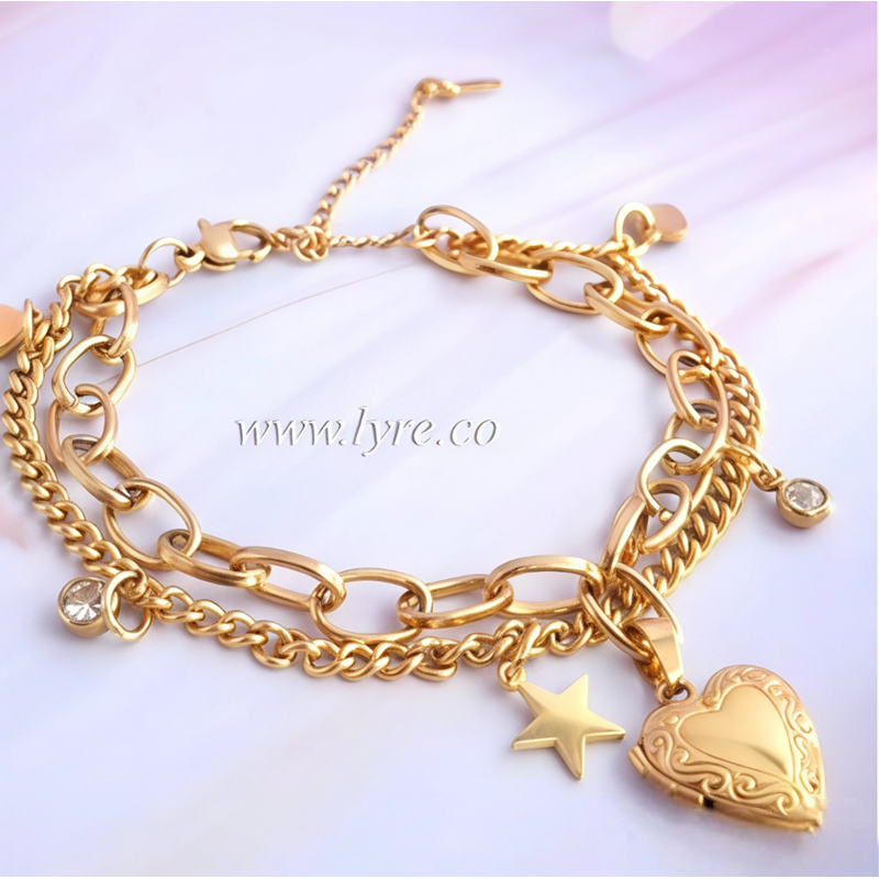 Pulsera Relicario Acero Dorado Incluye Fotos