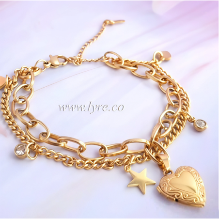 Pulsera Relicario Acero Dorado Incluye Fotos