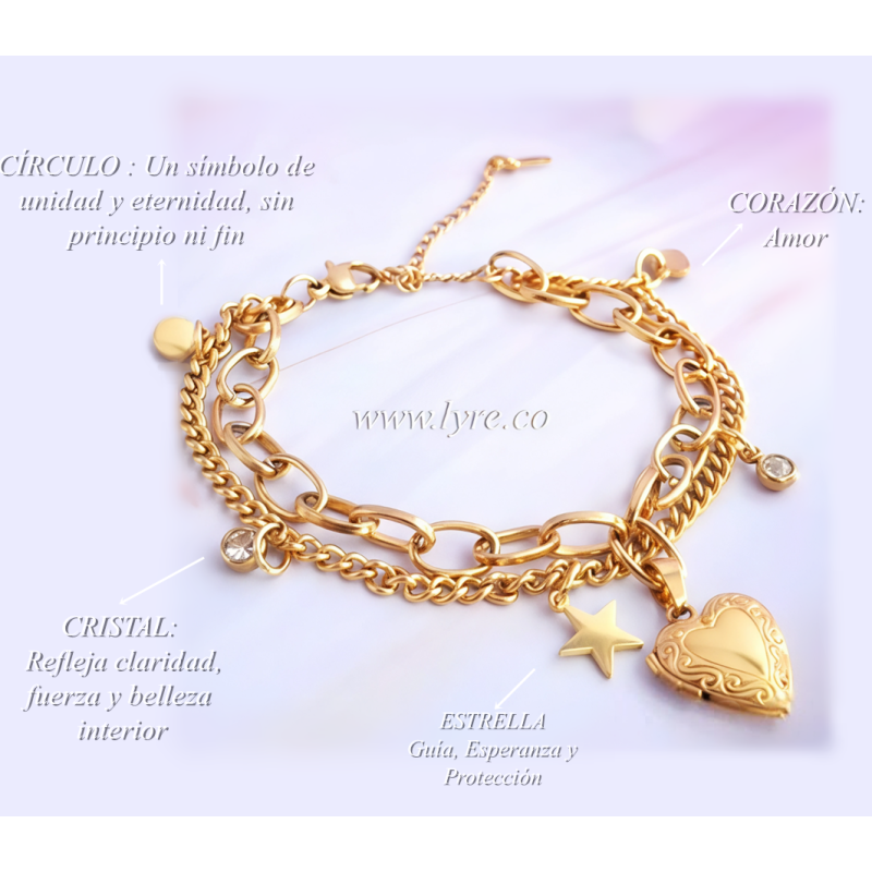 Pulsera Relicario Acero Dorado Incluye Fotos
