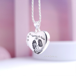 Collar Relicario Corazón 3 Circones  Plata Ley 925