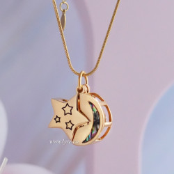 Collar Cápsula Estrella Luna Acero dorado 2