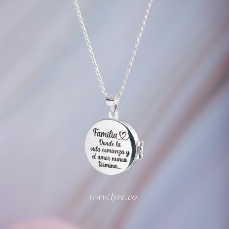 Collar Relicario Circular Árbol  De La Vida Circones Coloridos  Plata Ley 925 19mm