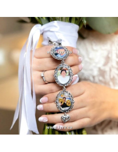 Broches Boda Ramo Grado Plateado 3 Dijes