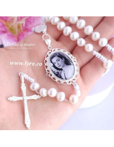 Rosario Plata Ley 925 Perlas Naturales Incluye Foto Y Grabado 2