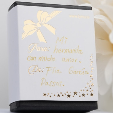 Rosario Corazón Acero Dorado Incluye Foto y Grabado