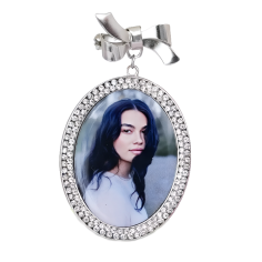Broche Boda Plateado Con Cristales 40mm Incluye Foto