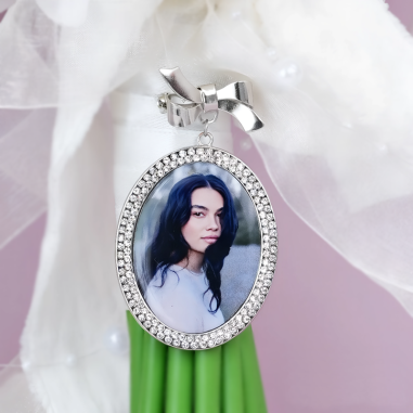 Broche Boda Plateado Con Cristales 40mm Incluye Foto
