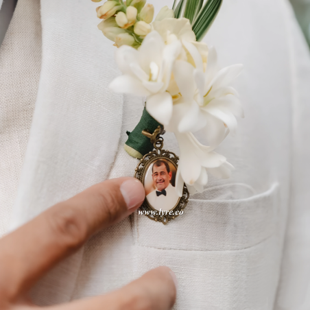 Broche Solapa Bronce Boda Incluye Foto