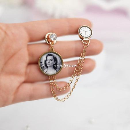 Broche Traje Boda Grado Dorado Con Foto Personalizable