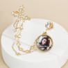 Broche Traje Boda Grado Cruz Dorada Con Foto Personalizable