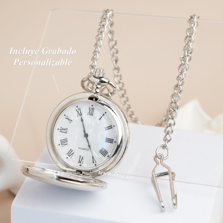Reloj De Bolsillo Plateado Incluye Grabado
