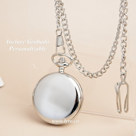 Reloj De Bolsillo Plateado Incluye Grabado
