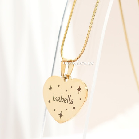 Collar Placa Corazón Personalizable Acero 25mm