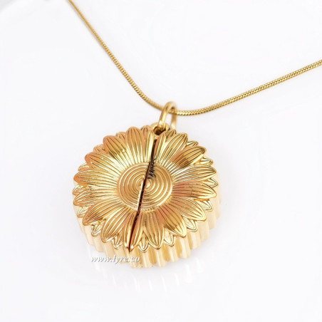Collar Girasol Cápsula Acero Dorado