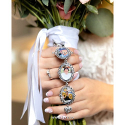 Broches Boda Ramo Grado Plateado 3 Dijes 2