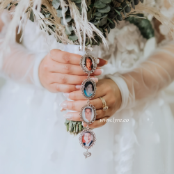 Broches Boda Ramo  Plateado 4 Dijes