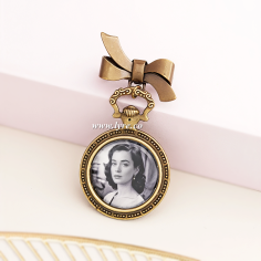 Broche Prendedor Relicario Estilo Reloj Antiguo Color Bronce Incluye Foto