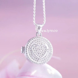 Collar Relicario Circular Microcircones Corazón Plata Ley 925