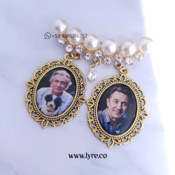 Broche Prendedor Doble Foto Dorado Incluye Fotos