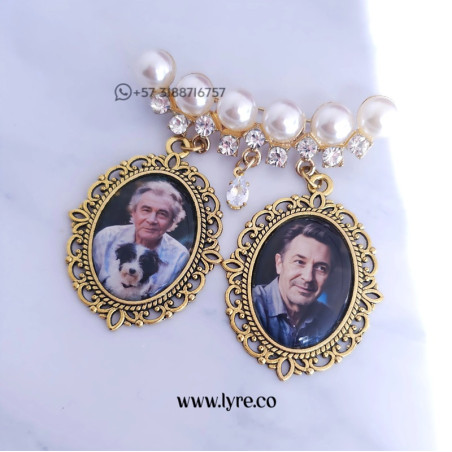 Broche Prendedor Doble Foto Dorado Incluye Fotos